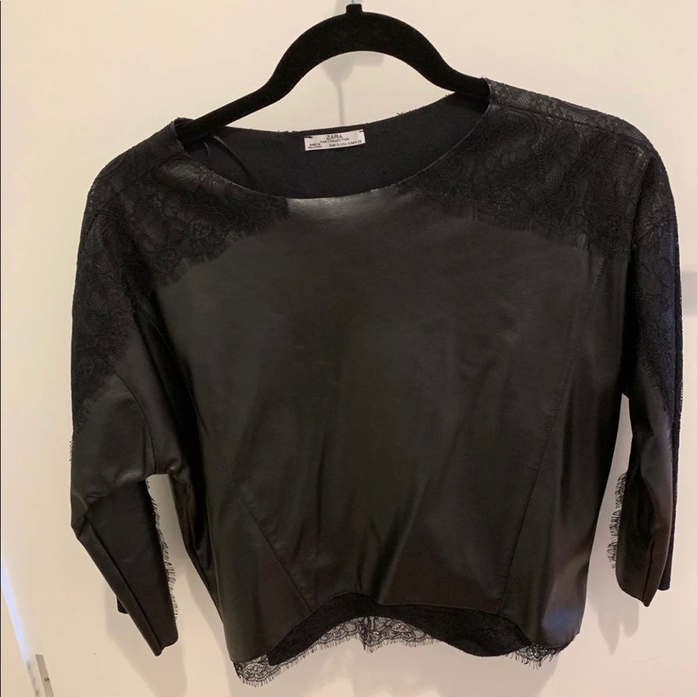 Zara faux leather top with lace
